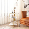 Table d'appoint moderne à 3 niveaux avec plateau en marbre