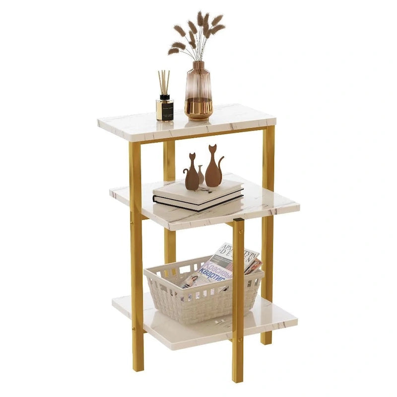 Table d'appoint moderne à 3 niveaux avec plateau en marbre
