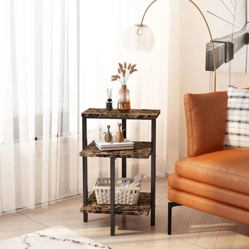 Table d'appoint moderne à 3 niveaux avec plateau en marbre
