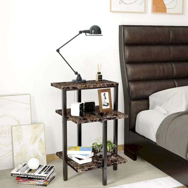 Table d'appoint moderne à 3 niveaux avec plateau en marbre