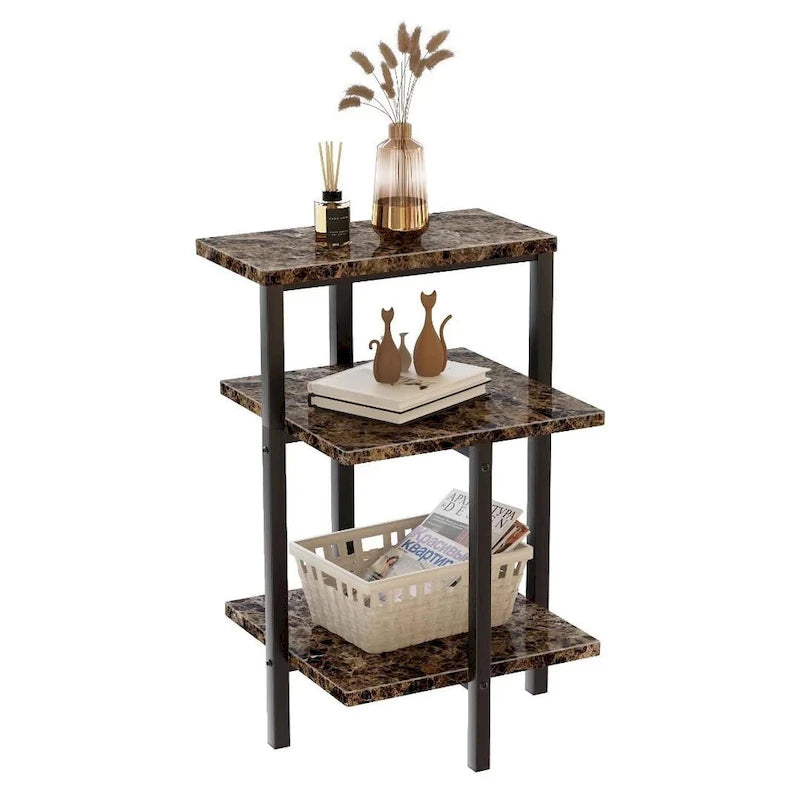 Table d'appoint moderne à 3 niveaux avec plateau en marbre