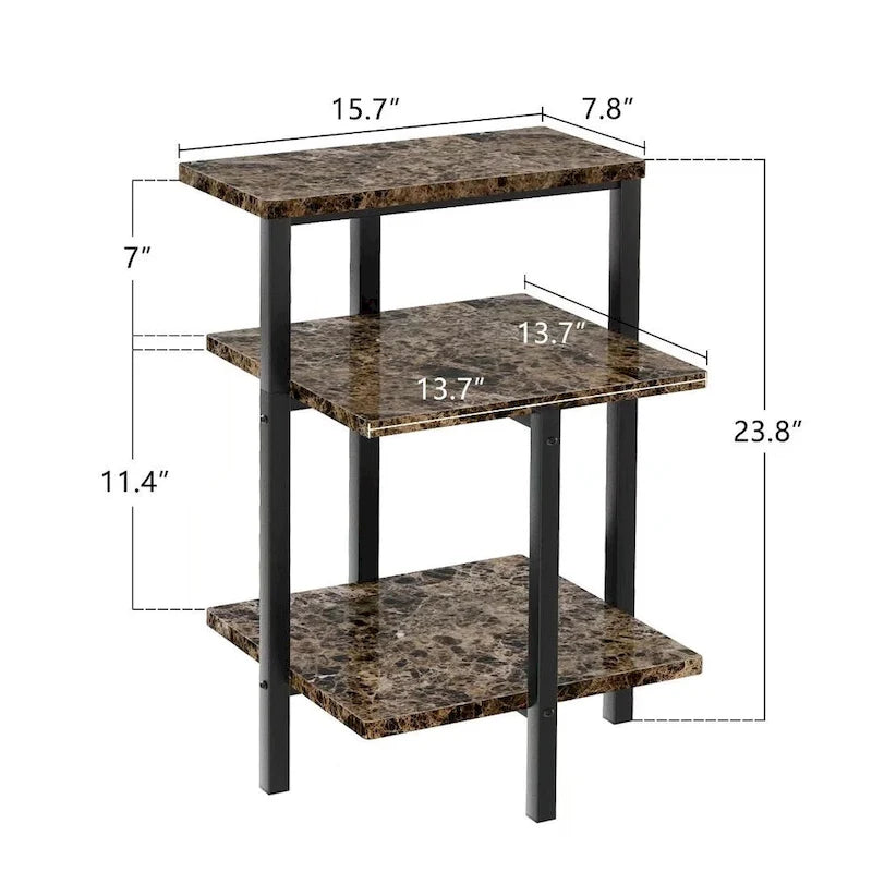 Table d'appoint moderne à 3 niveaux avec plateau en marbre