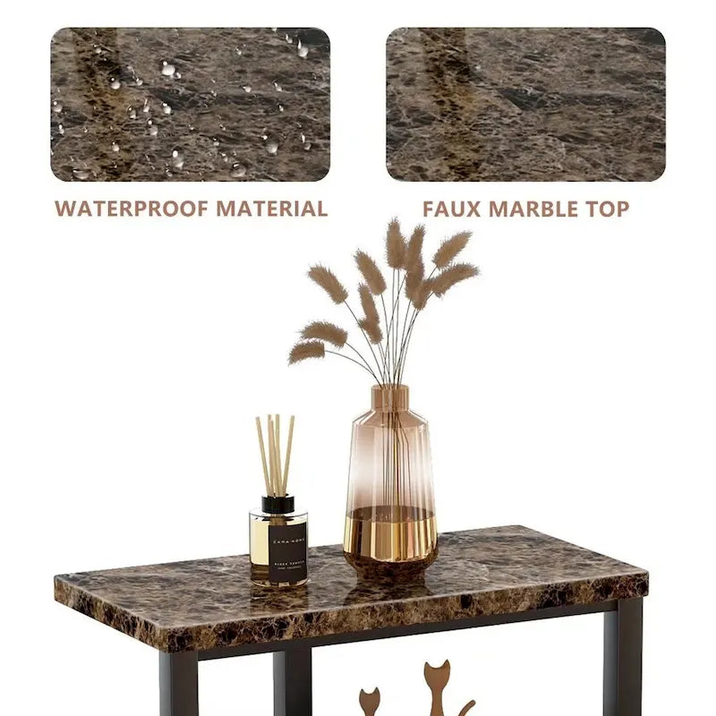 Table d'appoint moderne à 3 niveaux avec plateau en marbre