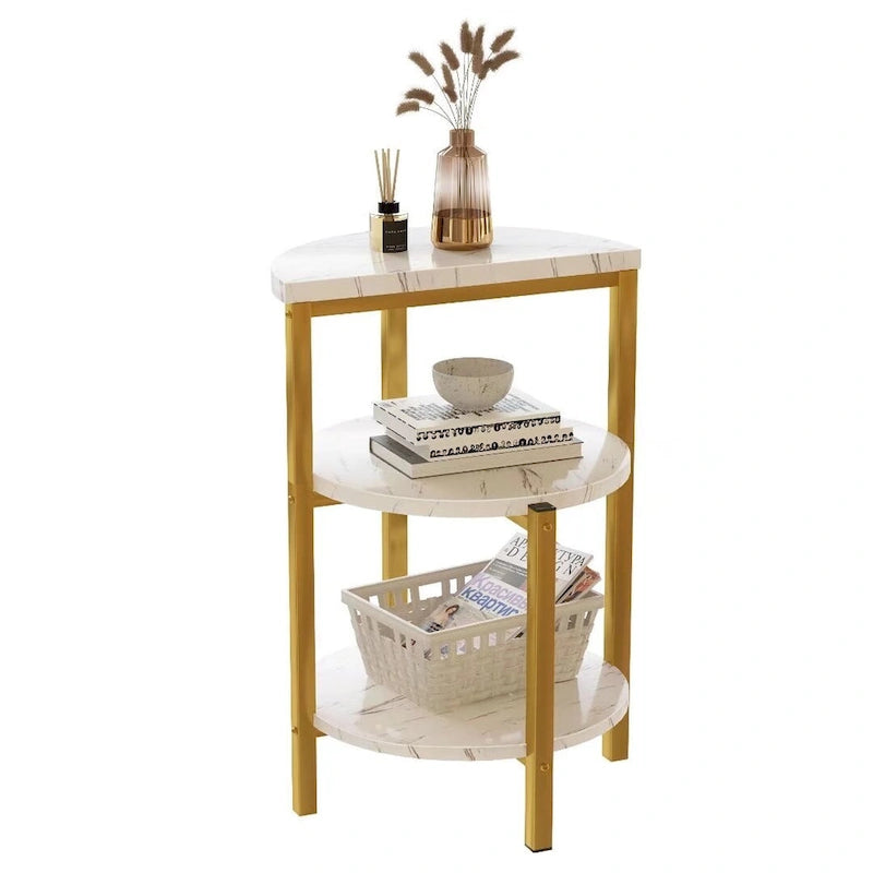 Table d'appoint moderne à 3 niveaux avec plateau en marbre