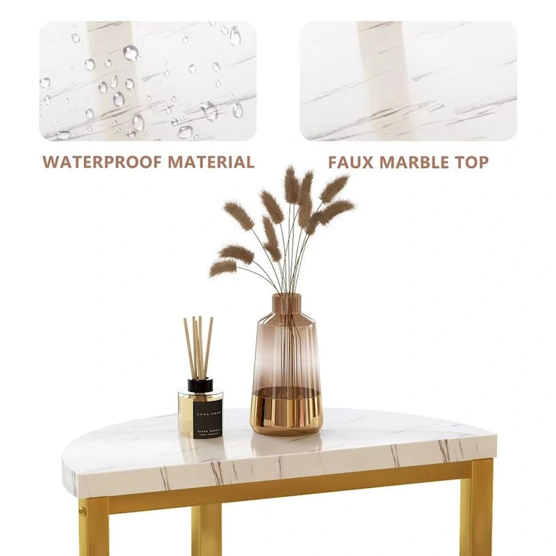 Table d'appoint moderne à 3 niveaux avec plateau en marbre