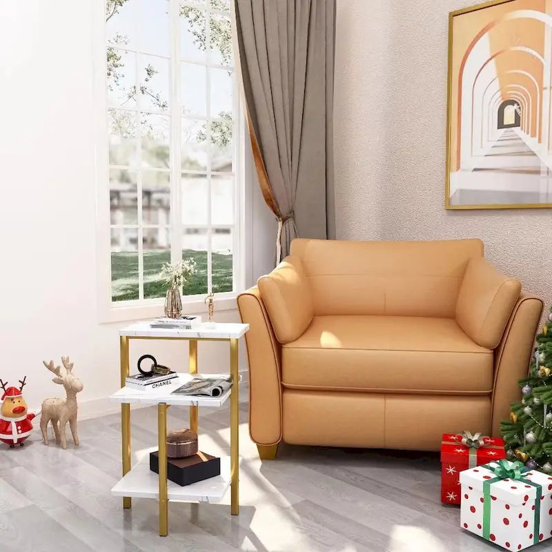 Table d'appoint moderne à 3 niveaux avec plateau en marbre
