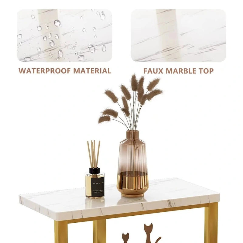 Table d'appoint moderne à 3 niveaux avec plateau en marbre