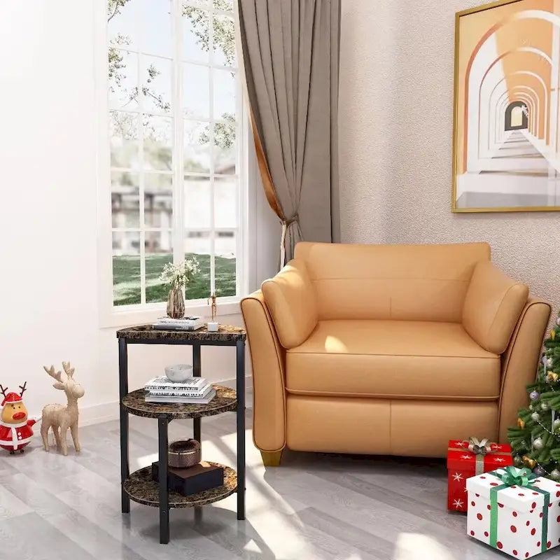 Table d'appoint moderne à 3 niveaux avec plateau en marbre