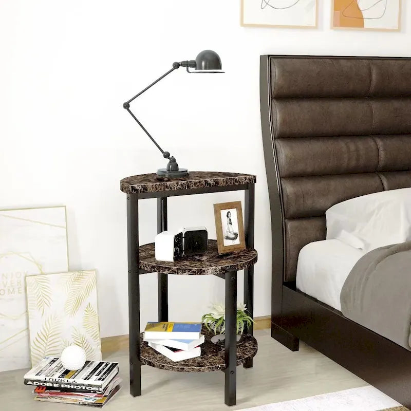 Table d'appoint moderne à 3 niveaux avec plateau en marbre