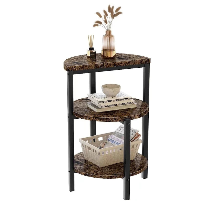 Table d'appoint moderne à 3 niveaux avec plateau en marbre