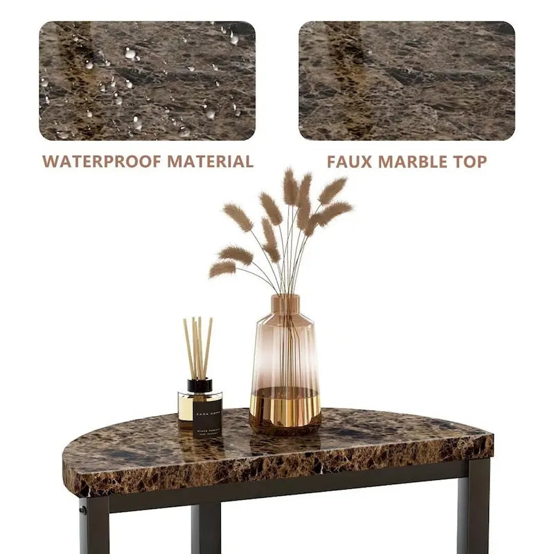 Table d'appoint moderne à 3 niveaux avec plateau en marbre