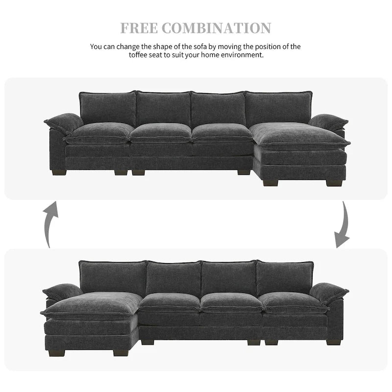 Harper&Bright Designs Canapé d'angle moderne en chenille Cloud avec double assise