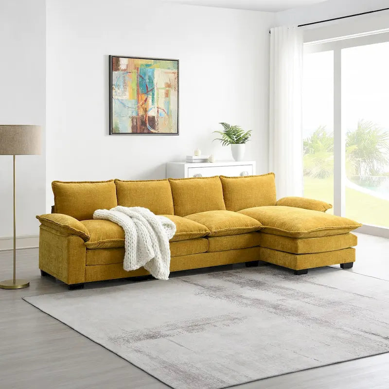 Harper&Bright Designs Canapé d'angle moderne en chenille Cloud avec double assise