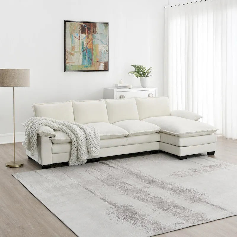 Harper&Bright Designs Canapé d'angle moderne en chenille Cloud avec double assise