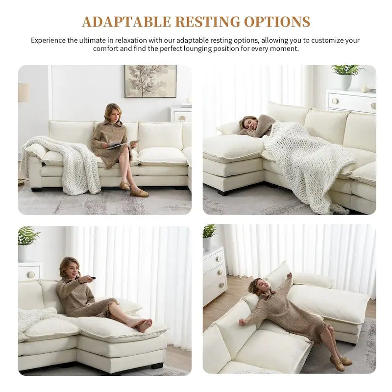 Harper&Bright Designs Canapé d'angle moderne en chenille Cloud avec double assise