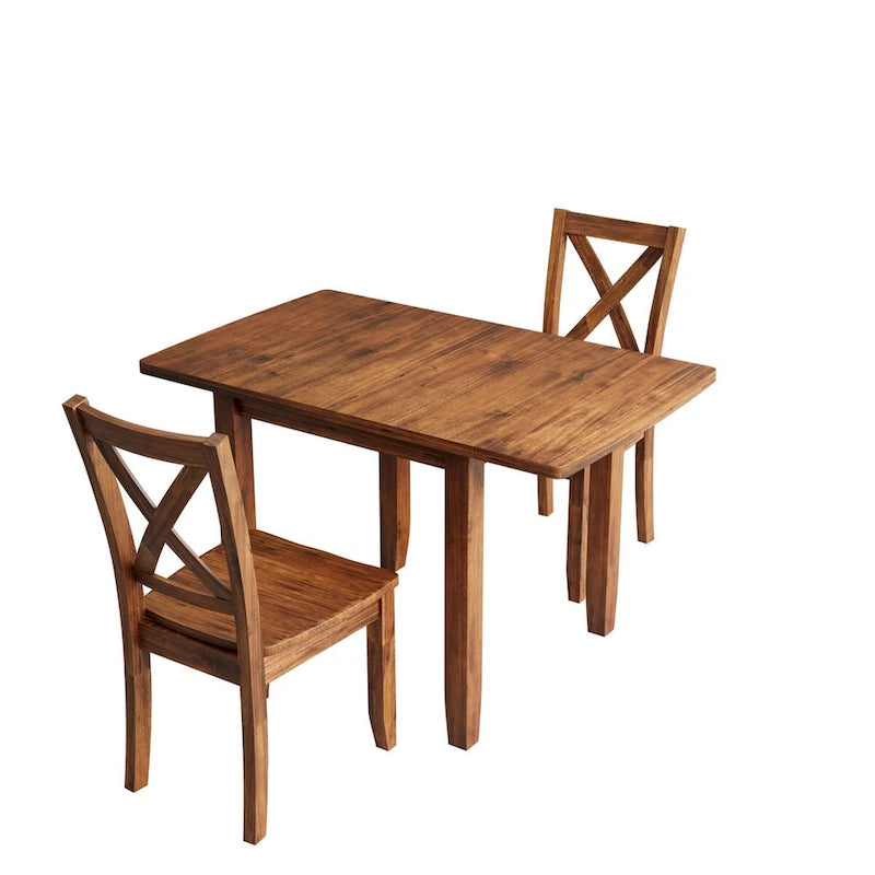Ensemble de salle à manger 3 pièces avec table à rabats en bois pour coin-repas