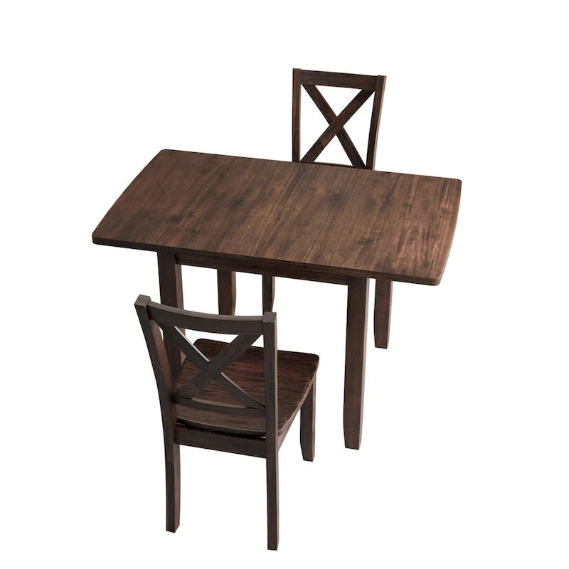 Ensemble de salle à manger 3 pièces avec table à rabats en bois pour coin-repas