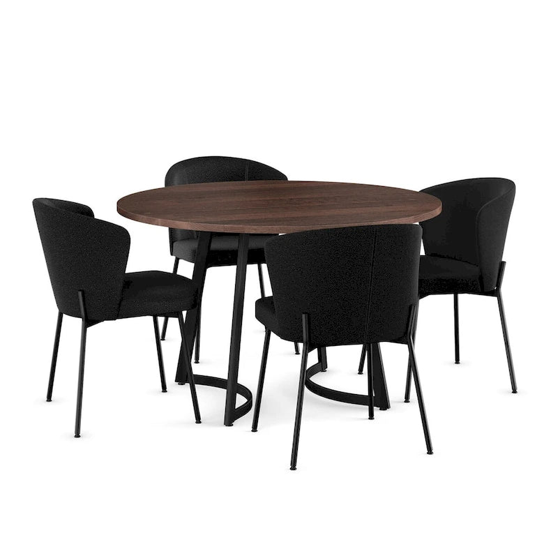 Ensemble de salle à manger 5 pièces Amisco Joelle en bois massif et chaises Camilla