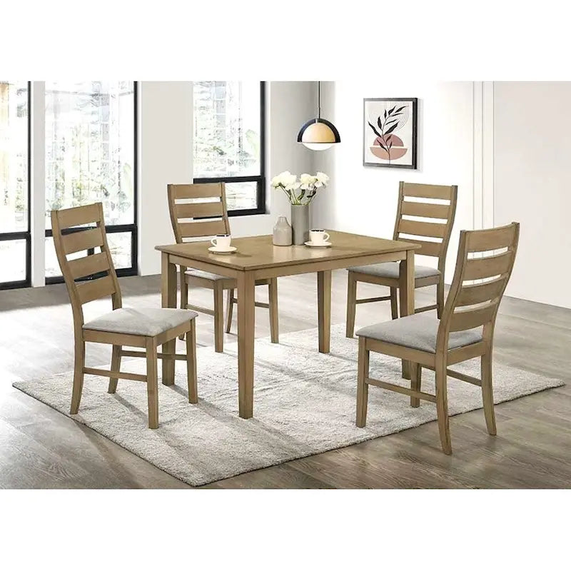 Ensemble de salle à manger 5 pièces en bois rembourré de style transitionnel