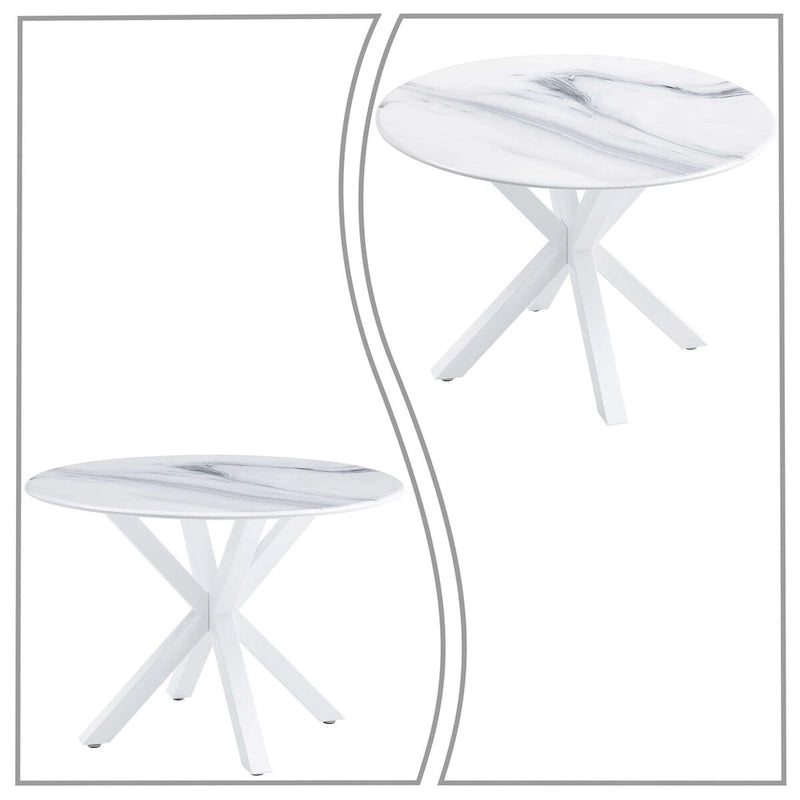 Table à manger ronde minimaliste moderne avec plateau en MDF et pieds en métal
