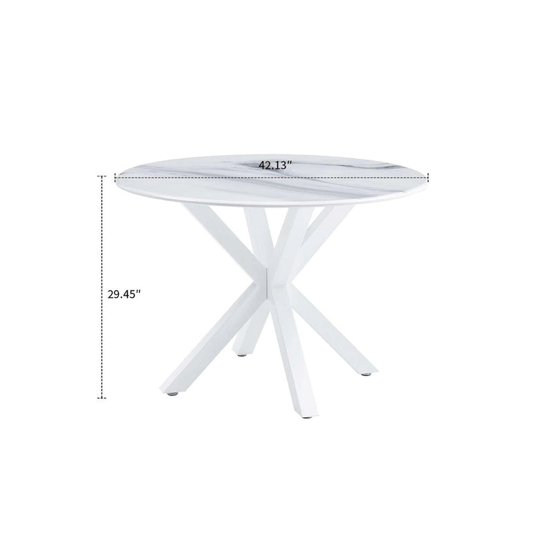 Table à manger ronde minimaliste moderne avec plateau en MDF et pieds en métal