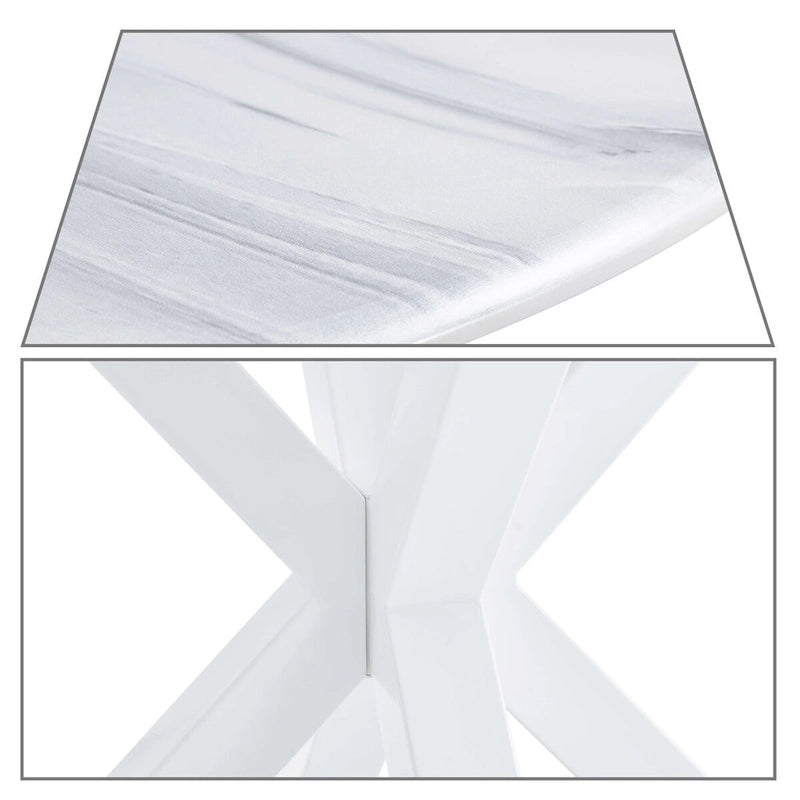Table à manger ronde minimaliste moderne avec plateau en MDF et pieds en métal