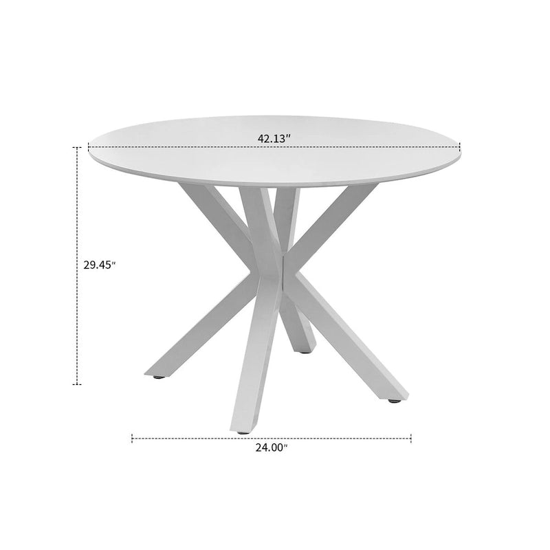 Table à manger ronde minimaliste moderne avec plateau en MDF et pieds en métal