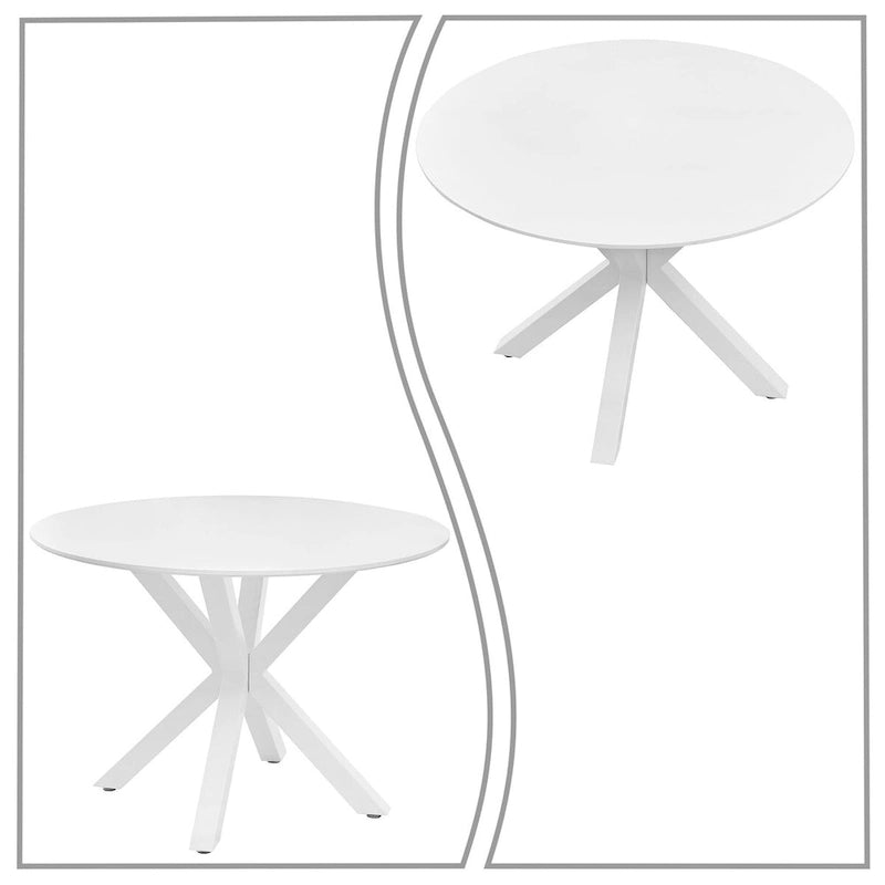 Table à manger ronde minimaliste moderne avec plateau en MDF et pieds en métal