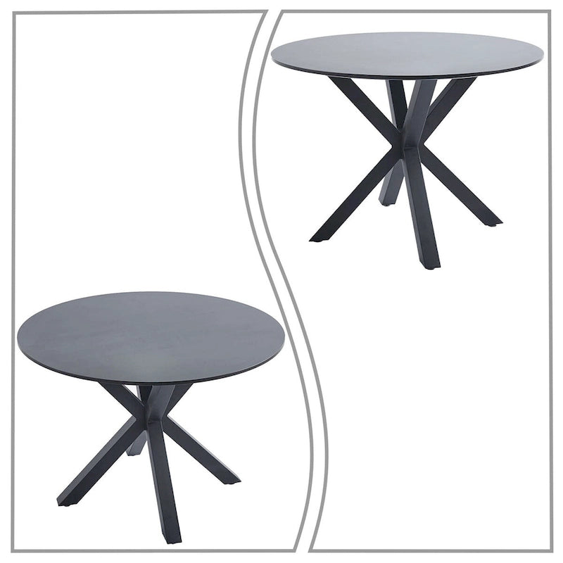 Table à manger ronde minimaliste moderne avec plateau en MDF et pieds en métal