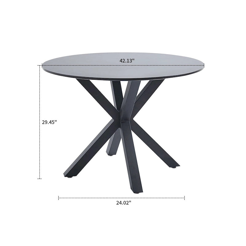 Table à manger ronde minimaliste moderne avec plateau en MDF et pieds en métal