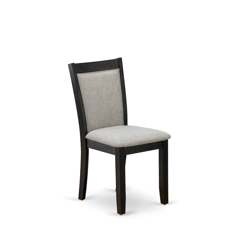 East West Furniture Ensemble de salle à manger 7 pièces - une table à manger et 6 chaises Parson en tissu lin, noir (options de couleur de tissu)