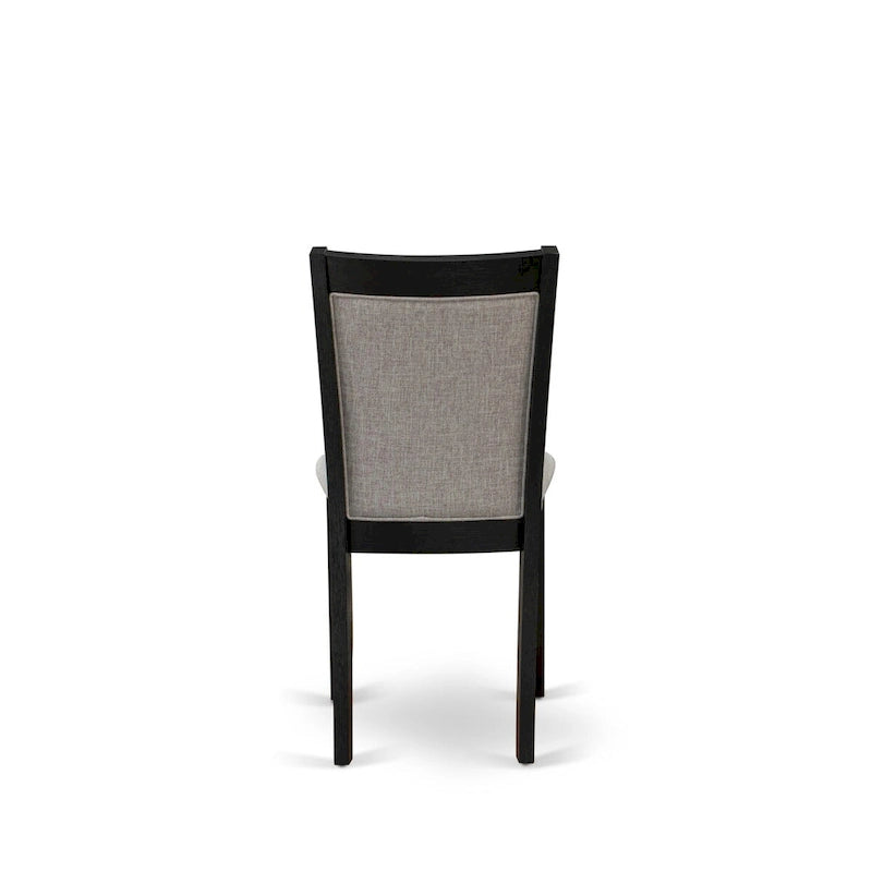East West Furniture Ensemble de salle à manger 7 pièces - une table à manger et 6 chaises Parson en tissu lin, noir (options de couleur de tissu)