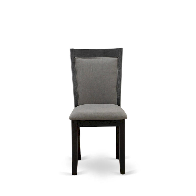 East West Furniture Ensemble de salle à manger 7 pièces - une table à manger et 6 chaises Parson en tissu lin, noir (options de couleur de tissu)