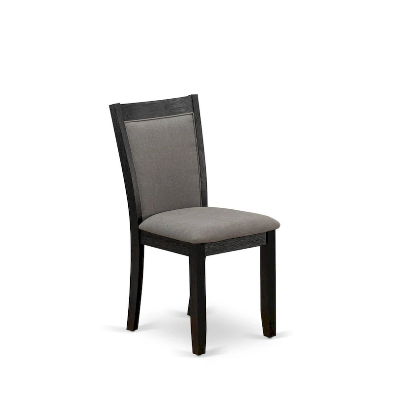 East West Furniture Ensemble de salle à manger 7 pièces - une table à manger et 6 chaises Parson en tissu lin, noir (options de couleur de tissu)