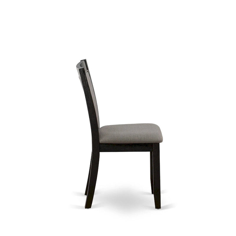 East West Furniture Ensemble de salle à manger 7 pièces - une table à manger et 6 chaises Parson en tissu lin, noir (options de couleur de tissu)