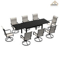 Ensemble repas de jardin 9 pièces avec cadre en métal, table à manger extensible en aluminium