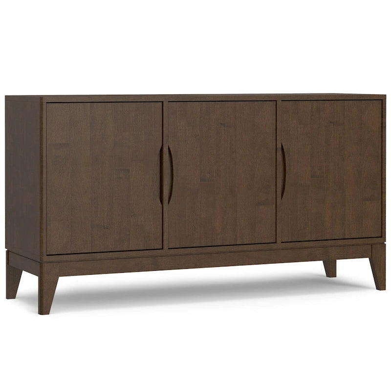 WYNDENHALL Pearson Buffet / Meuble de Rangement Rectangulaire Moderne en BOIS MASSIF de 60 Pouces de Large à 3 Portes, Noyer Marron