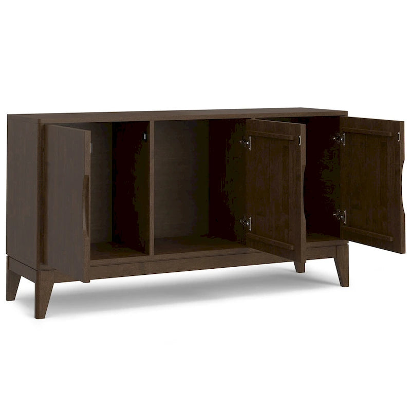 WYNDENHALL Pearson Buffet / Meuble de Rangement Rectangulaire Moderne en BOIS MASSIF de 60 Pouces de Large à 3 Portes, Noyer Marron
