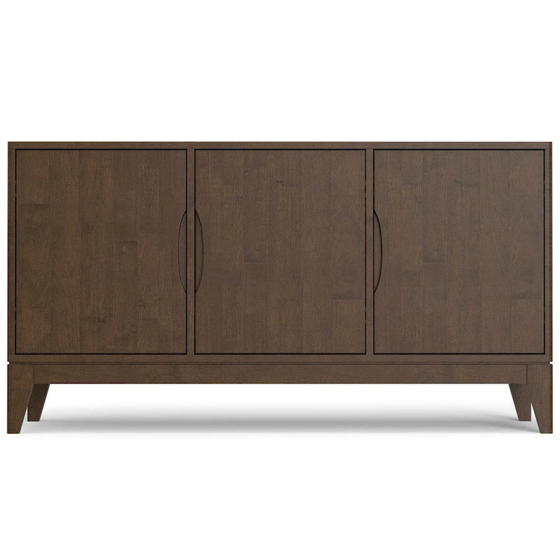 WYNDENHALL Pearson Buffet / Meuble de Rangement Rectangulaire Moderne en BOIS MASSIF de 60 Pouces de Large à 3 Portes, Noyer Marron