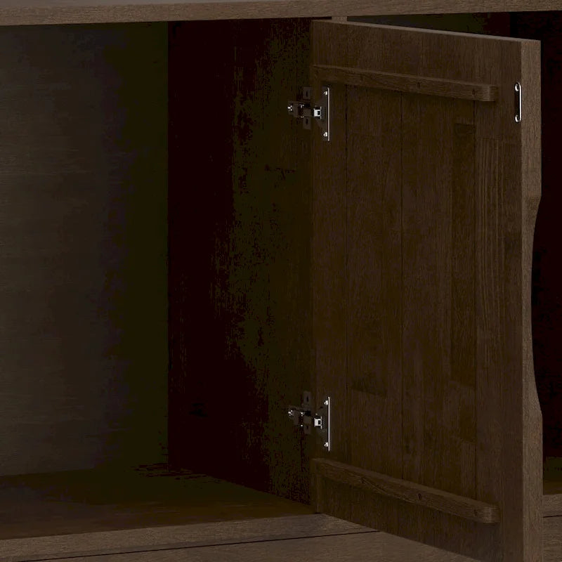 WYNDENHALL Pearson Buffet / Meuble de Rangement Rectangulaire Moderne en BOIS MASSIF de 60 Pouces de Large à 3 Portes, Noyer Marron