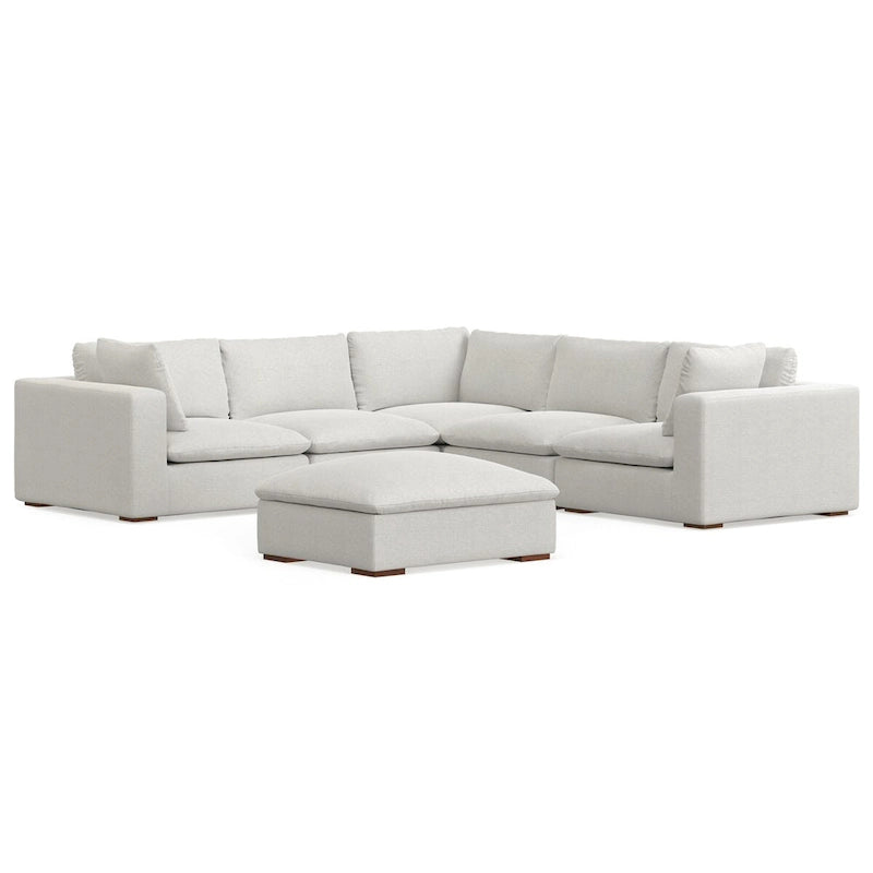 Ensemble modulaire canapé d'angle et pouf WyndenHall Marlee en tissu de performance chenille velouté