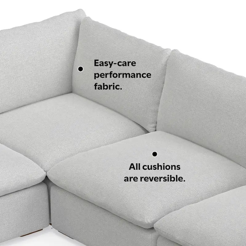 Ensemble modulaire canapé d'angle et pouf WyndenHall Marlee en tissu de performance chenille velouté
