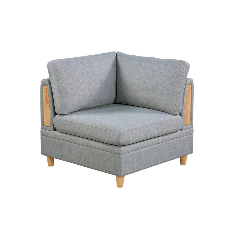 Fauteuil d'angle modulaire Gimy 37 pouces, tissu Dorris gris clair, bois