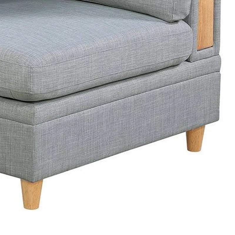 Fauteuil d'angle modulaire Gimy 37 pouces, tissu Dorris gris clair, bois