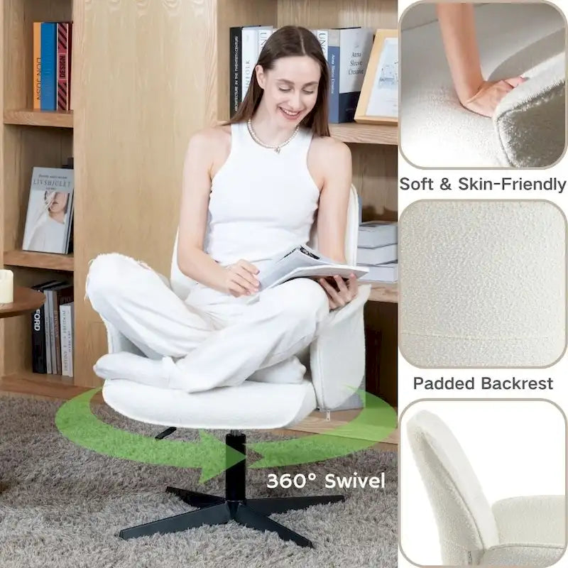 Fauteuil d'appoint rembourré HomyLin - Chaise pivotante avec accoudoirs