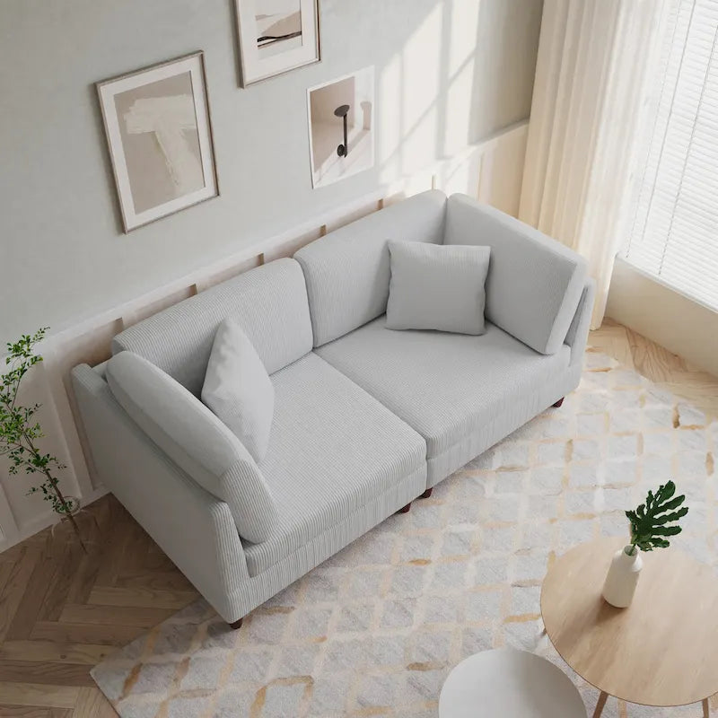 Canapé modulaire en velours côtelé avec oreillers