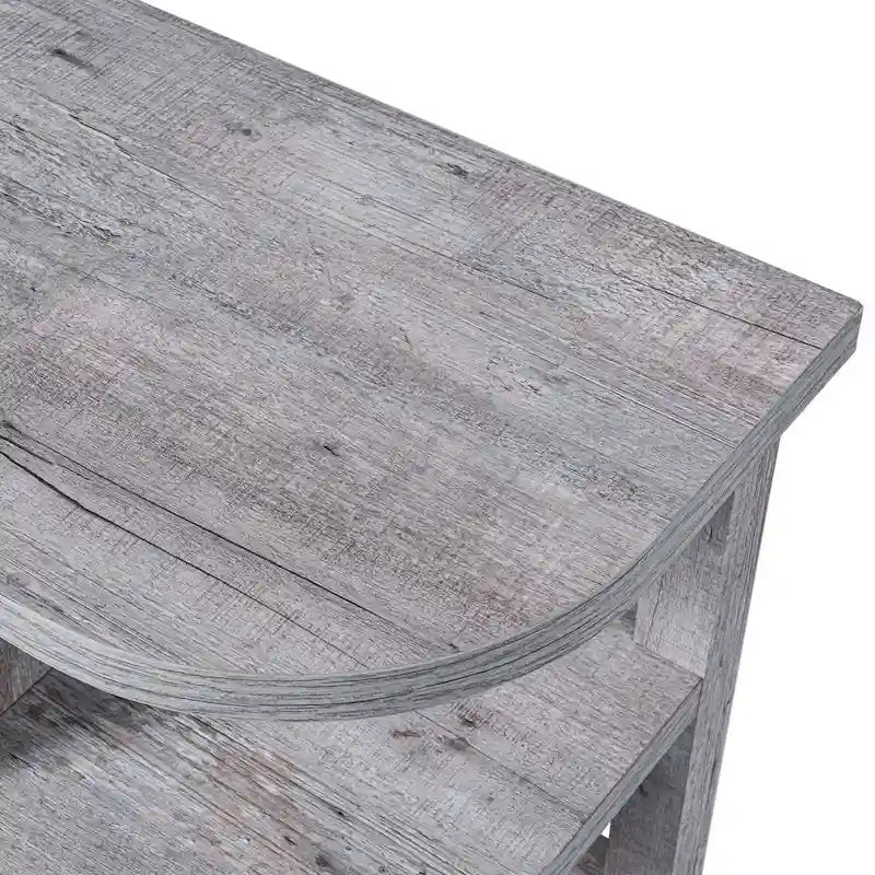 Meuble TV console de cheminée gris clair moderne avec étagères de rangement ouvertes