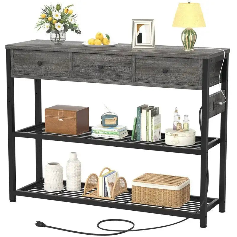 47 Entryway Table with Outlets and USB Ports - 11.8D x 47.2W x 31.8H