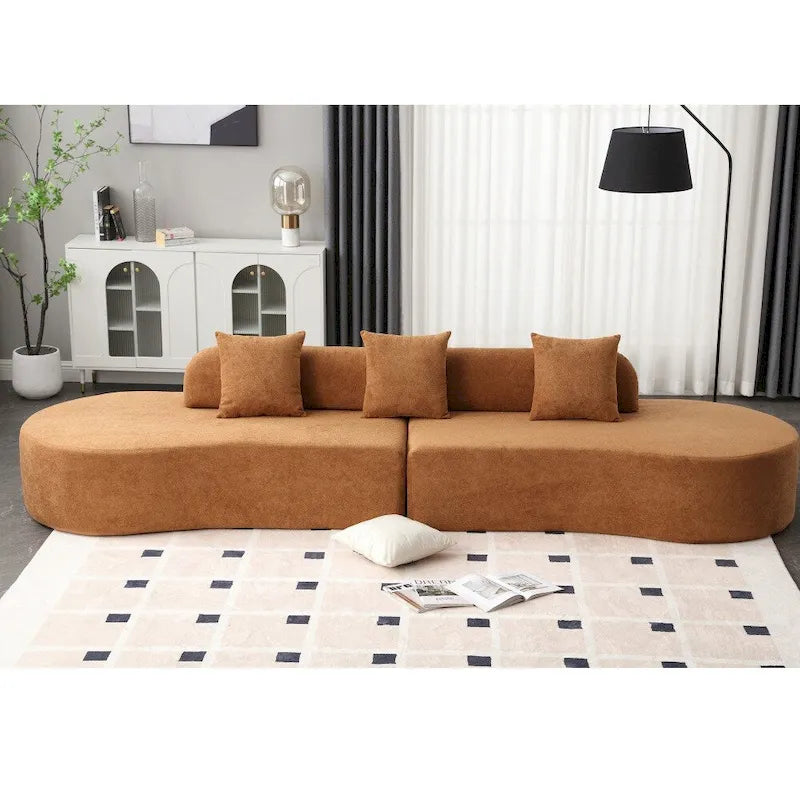 Canapé d'angle moderne en tissu éponge, aucun assemblage requis