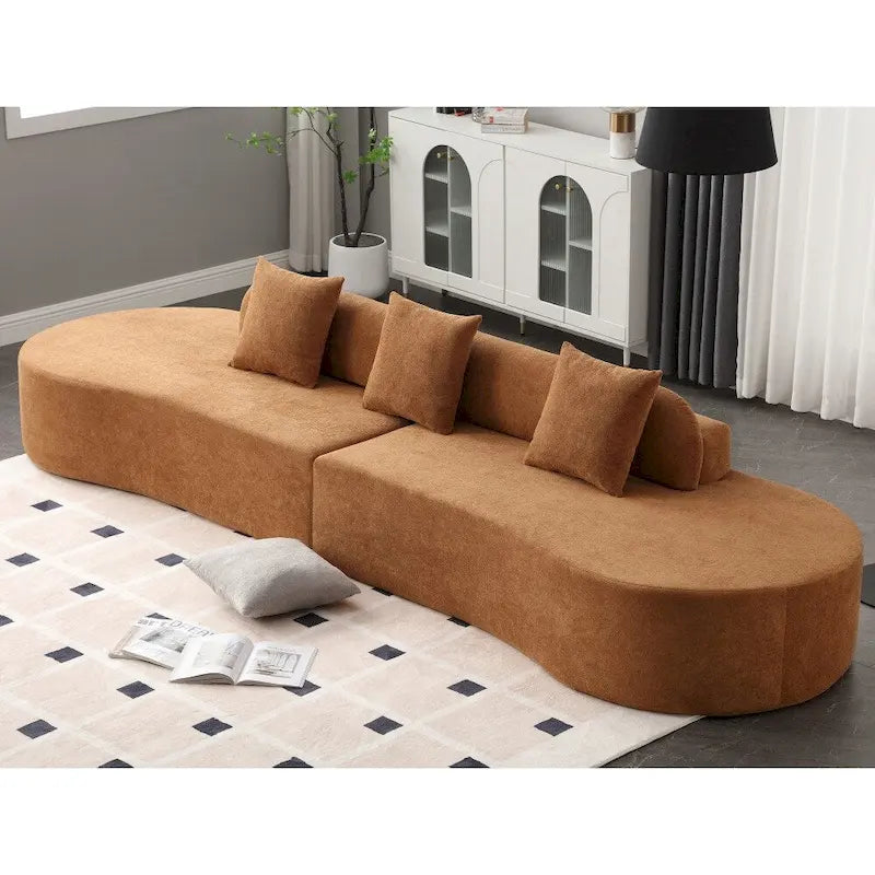 Canapé d'angle moderne en tissu éponge, aucun assemblage requis